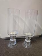 2 Glazen Vazen / Windlichten, Antiek en Kunst, Ophalen, Glas