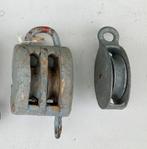 2x Brocante oude katrol / 1x ijzer en 1x hout, Antiek en Kunst, Antiek | Gereedschap en Instrumenten, Ophalen of Verzenden
