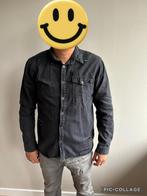 Zwarte spijkerblouse met rafels - Maat M, Kleding | Heren, Overhemden, Zwart, Indicode, Zo goed als nieuw, Halswijdte 39/40 (M)