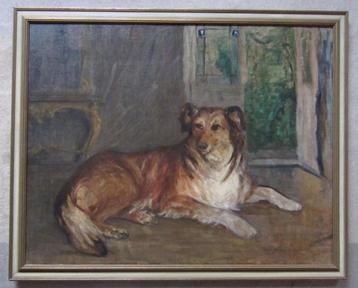 uit 1916==GESIGNEERD==doek 75x95 cm==portret van een hond beschikbaar voor biedingen