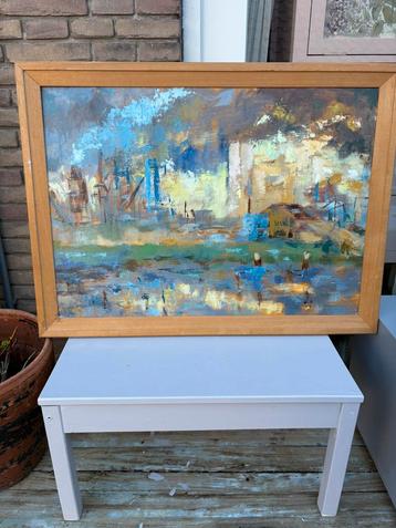 Abstract landschap havenimpressie beschikbaar voor biedingen