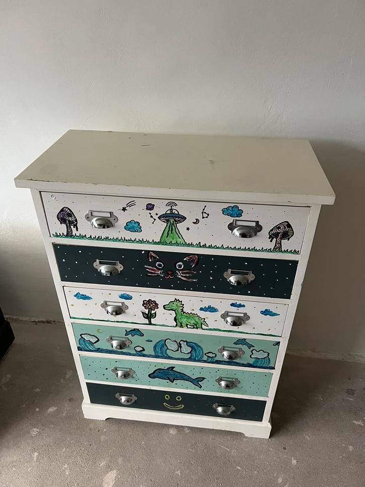 Te Koop : Houten Laden Kast Ladekastje 6 Laden Hout Kast, Huis en Inrichting, Kasten | Ladekasten, Gebruikt, Minder dan 100 cm