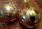2x grote goudkleurige kerstbal aan lint; glitter-details, Ophalen of Verzenden, Zo goed als nieuw