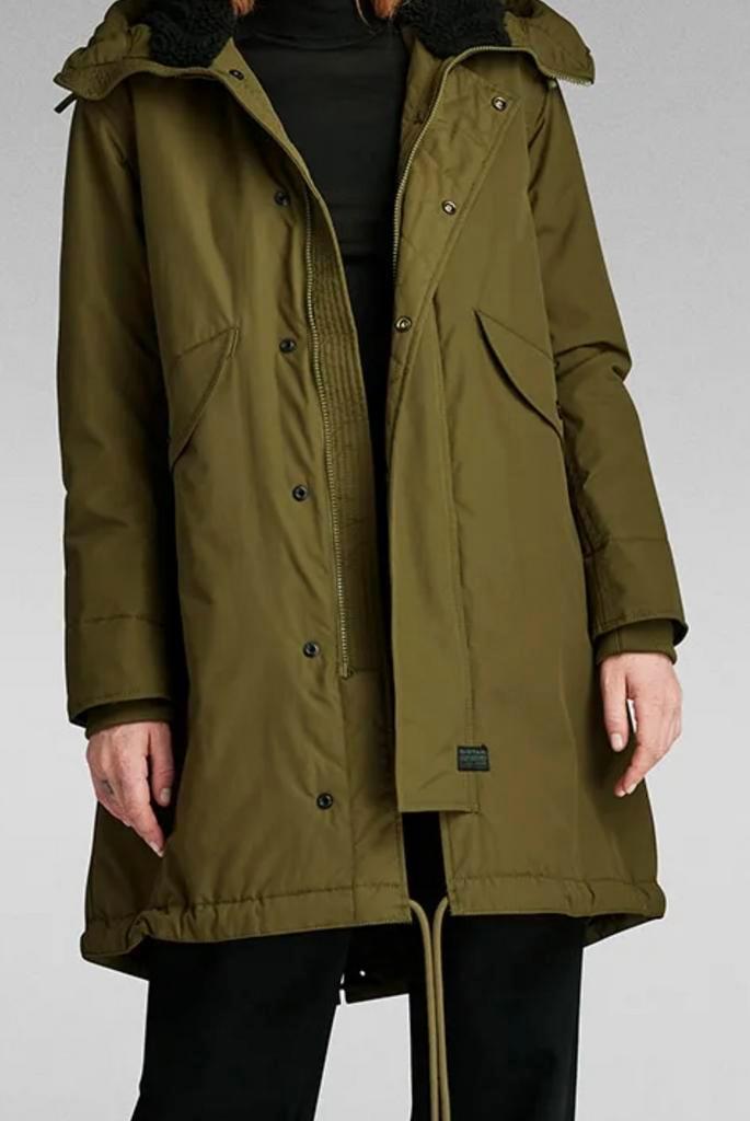 G-Star GROENE FISHTAIL PARKA MET CAPUCHON/ ZGAN / L / XL, Kleding | Dames, Jassen | Winter, Zo goed als nieuw, Maat 46/48 (XL) of groter