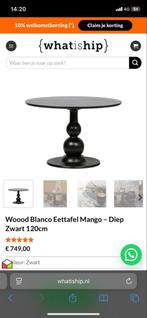 Zwarte mangohouten ronde eettafel - 120cm, Huis en Inrichting, Tafels | Eettafels, Ophalen, Gebruikt, 100 tot 150 cm, Rond