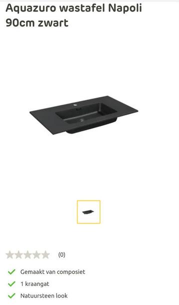 Aquazuro wastafel 90cm zwart composiet van €349 voor €200  beschikbaar voor biedingen
