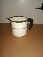 Oude emaille melkkoker,bakeliet,groene rand,zware kwaliteit, Ophalen of Verzenden
