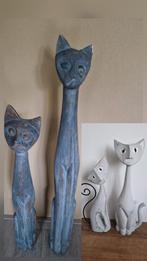 Houten katten beelden, Ophalen of Verzenden
