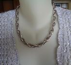 zilveren dubbel geschakelde ketting [382], Ophalen of Verzenden, Zo goed als nieuw, Zilver, Zilver