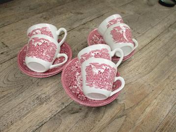 Coaching Taverne roze (rood pink) kop en schotels   beschikbaar voor biedingen