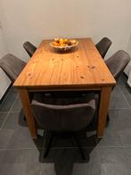Tafel met lade + 5 antraciet stoelen - Prima staat!, Ophalen of Verzenden, Zo goed als nieuw, 4 tot 6 stoelen