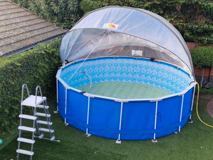 Zwembad 457x 125 hoog  met sunnitent en extra s, Tuin en Terras, Zwembaden, Zo goed als nieuw, 200 tot 400 cm, 300 cm of meer