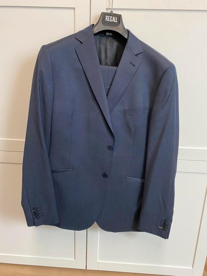 Heren pak donkerblauw (colbert + pantalon), Kleding | Heren, Kostuums en Colberts, Zo goed als nieuw, Maat 56/58 (XL), Blauw, Ophalen