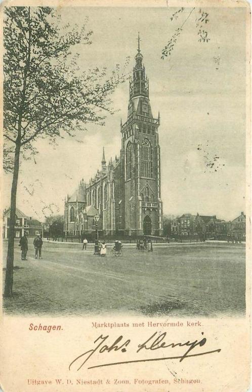 (304-243-043) Schagen Marktplaats met Hervormde Kerk, Verzamelen, Ansichtkaarten | Nederland, Noord-Holland, Verzenden