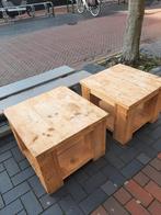 Steigerhouten vierkant bijzettafel onderplateau, Gebruikt, Vierkant, 55 tot 75 cm, Hout