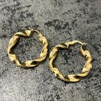 14k gouden wokkels oorbellen italy, Ophalen of Verzenden, Zo goed als nieuw, Goud
