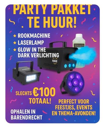 Compleet Licht & Rook Pakket te Huur - Party Time! beschikbaar voor biedingen