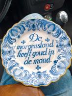 Delfts Blauw Spreukbord - De morgenstond, Antiek en Kunst, Antiek | Wandborden en Tegels, Ophalen of Verzenden