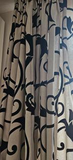 Beige Velvet Gordijnen met Bloemen - 220x265cm, Huis en Inrichting, Ophalen of Verzenden, Beige, 200 cm of meer, 200 cm of meer