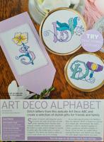 Art deco bloemen alfabet borduurpatroon, Nieuw, Handborduren, Patroon, Ophalen