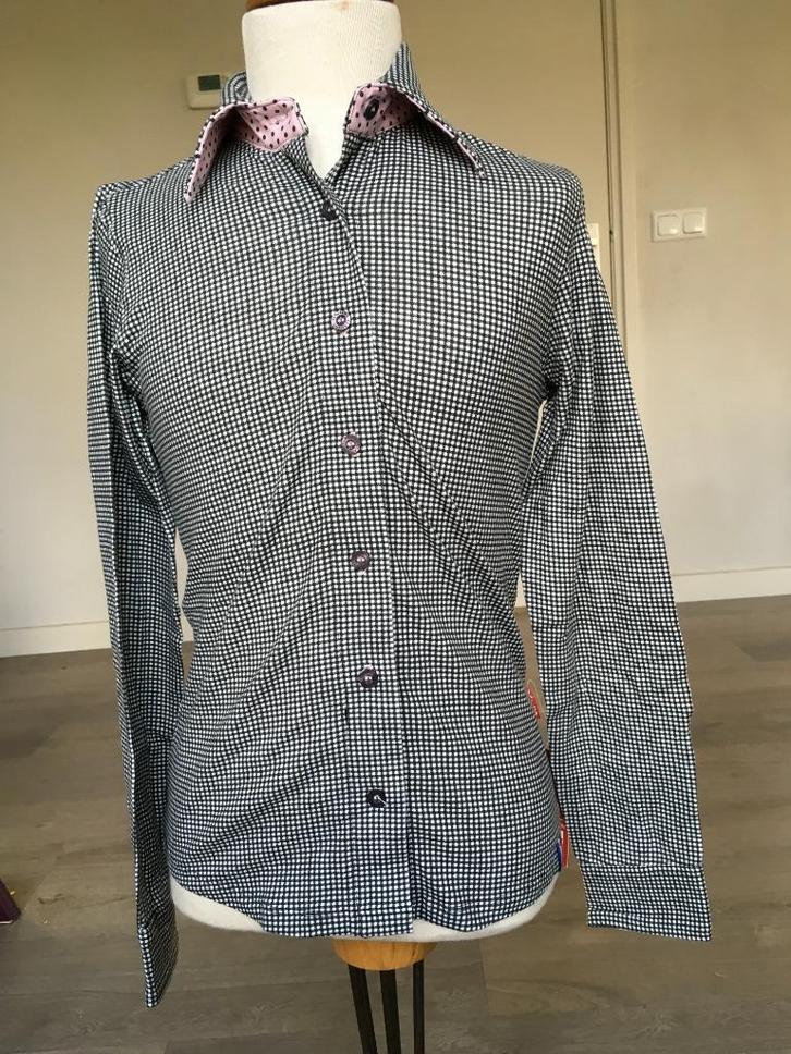 CLAESEN'S blouse NIEUW zwart ruit stretch maat 152 /158 D12, Kinderen en Baby's, Kinderkleding | Maat 152, Nieuw, Meisje, Overhemd of Blouse