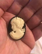 Broche speld cameo creme vrouwen hoofd, Nieuw, Overige materialen, Zwart, Verzenden