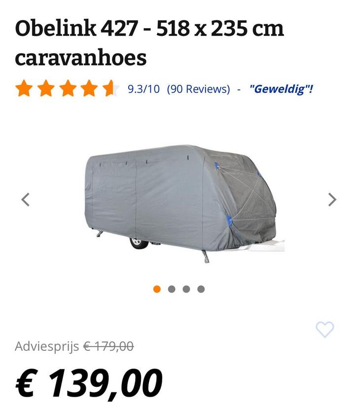 Caravan afdekzeil van obelink plus daarbij 2 wieladdekhoesen, Caravans en Kamperen, Camper-accessoires, Zo goed als nieuw, Ophalen