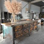 Robuuste weekbank, oude werkbank, keukeneiland, toonbank, Antiek en Kunst, Ophalen
