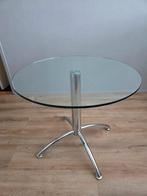 Glas tafel rond . Hoogte 70 cm, Huis en Inrichting, Tafels | Bijzettafels, Ophalen, 75 cm of meer, 60 cm of meer, Rechthoekig