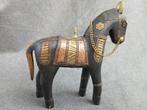 Houten paard met koper en messing versiering, Ophalen of Verzenden