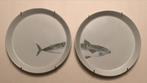 Porseleinen bordjes met vissen motief - set van 2, Antiek en Kunst, Antiek | Wandborden en Tegels, Ophalen