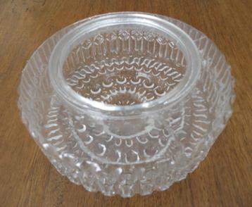 Plafondlamp Plafonnière kap reliëf glas bewerkt rond vintage beschikbaar voor biedingen