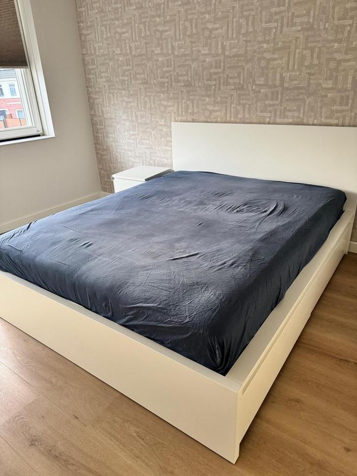 Ikea MALM bed 160x200 met lade en matras, Huis en Inrichting, Slaapkamer | Bedden, Gebruikt, Tweepersoons, 160 cm, 200 cm, Hout