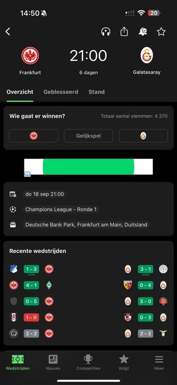 Frankfurt Galatasaray uitvak beschikbaar voor biedingen