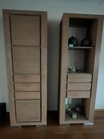 2 Hoge kasten, tv-meubel, 2 salontafels van geborsteld teak, Huis en Inrichting, Ophalen, Gebruikt