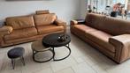 2x Natuzzi Cognac Lederen Bankstel - 3,5 Zits, Huis en Inrichting, Ophalen, Gebruikt, Rechte bank, 200 tot 250 cm