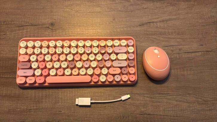 Perixx Periduo Toetsenbord met muis - draadloos - Retro, Computers en Software, Toetsenborden, Zo goed als nieuw, Toetsenbord en muis-set