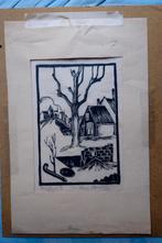 Louis Schrikkel (1902-1995) Boerderij 1929 linosnede 1/3, Ophalen of Verzenden