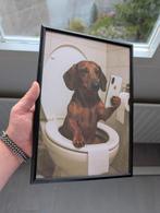 Teckel op de wc (Selfie) Ingelijste poster, Bryanbaartmans7@outlook.com, BryanDesign, Ophalen of Verzenden, Zo goed als nieuw