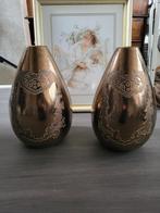 2 Bronskleurige vazen, 45cm - Hoorn, Huis en Inrichting, Woonaccessoires | Vazen, Ophalen