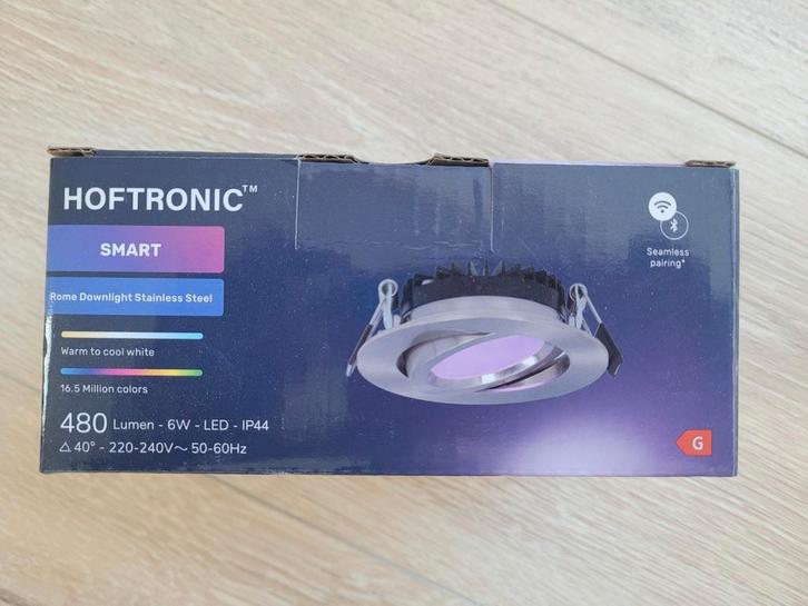 7 x HOFTRONIC ROME WiFi + Bluetooth LED inbouwlamp, Huis en Inrichting, Lampen | Spots, Zo goed als nieuw, Metaal of Aluminium