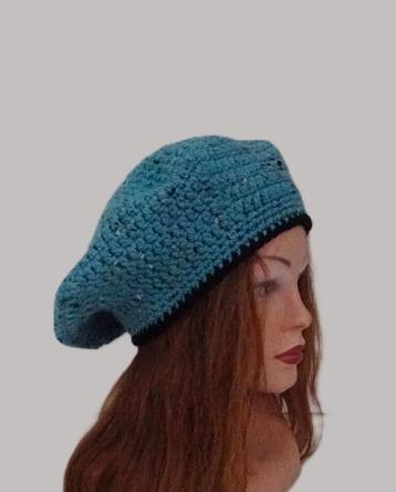 Gehaakte Baret - Tweed Denim Look beschikbaar voor biedingen