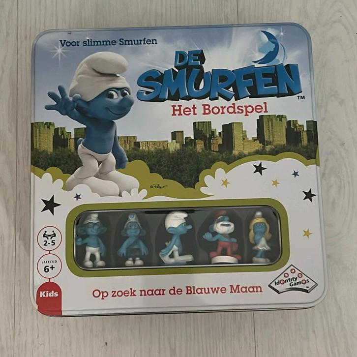Smurfen Bordspel - Op zoek naar de Blauwe Maan, Hobby en Vrije tijd, Gezelschapsspellen | Bordspellen, Zo goed als nieuw, Een of twee spelers