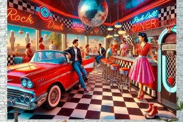 Prachtig groot decordoek fifties beschikbaar voor biedingen