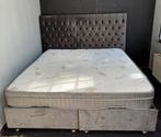 Boxspring 180x200cm velvet grijs met opbergruimte., Huis en Inrichting, Slaapkamer | Boxsprings, Ophalen, Tweepersoons, Zo goed als nieuw