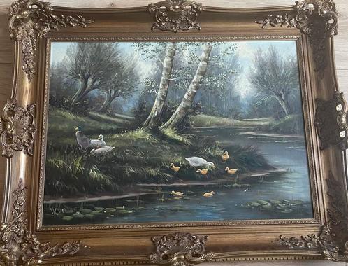 Klassiek Schilderij: Landschap met Eenden, Antiek en Kunst, Kunst | Schilderijen | Klassiek, Ophalen of Verzenden