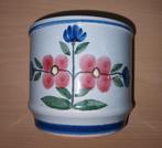 Vintage Duitse GDR lichtblauwe/grijze bloempot met bloemen, Antiek en Kunst, Antiek | Keramiek en Aardewerk, Ophalen of Verzenden