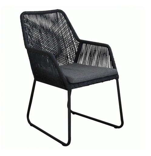 3x zwarte tuinstoel mona weerbestendigd gemaakt van rope, Tuin en Terras, Tuinstoelen, Zo goed als nieuw, Wicker, Ophalen of Verzenden