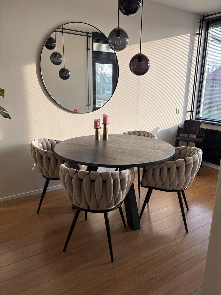 4 Zo goed als nieuwe eetkamerstoelen, wave Design, Huis en Inrichting, Stoelen, Zo goed als nieuw, Vier, Stof, Overige kleuren