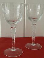 Set van 2 vintage wijn of port glazen geëtst, kristal, Antiek en Kunst, Antiek | Glas en Kristal, Ophalen of Verzenden